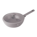 24cm Deep Fry Pan With Lid, Taupe