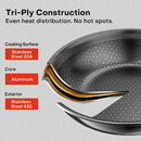 Eterna Tri-Ply 28cm Deep Pan with LID Frying Pan Eterna Tri-Ply 28cm Deep Pan with LID Eterna Tri-Ply 28cm Deep Pan with LID Nutricook