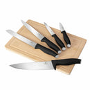 6 Pcs Kitchen Set With Bamboo Board, Matt Black
